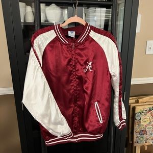 Retro Alabama Crimson Tide Crimson and White Baseball Style Jacket Size Medium